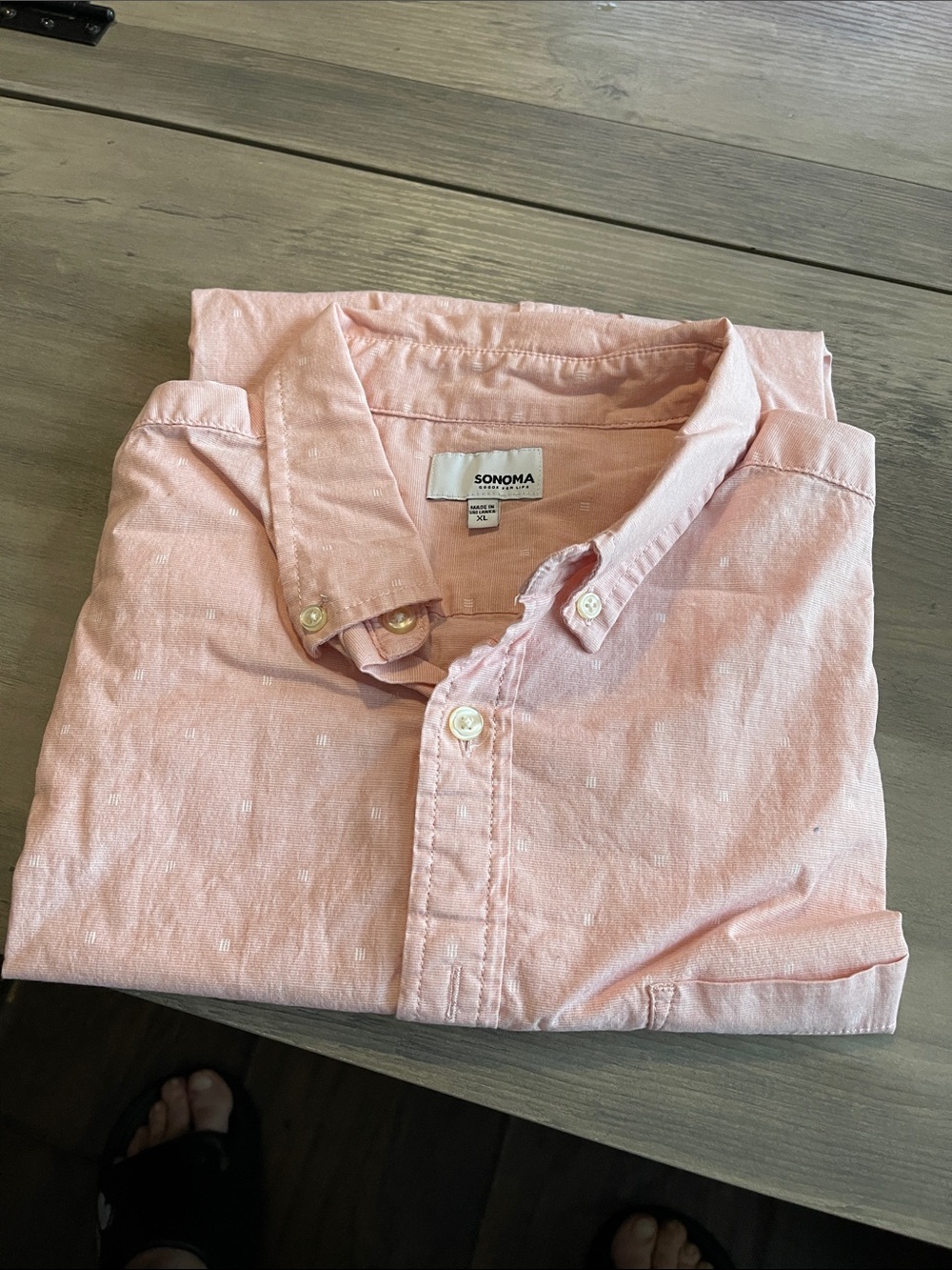 #A028 Sonoma Men's Pale Pink Button-Down Shirt